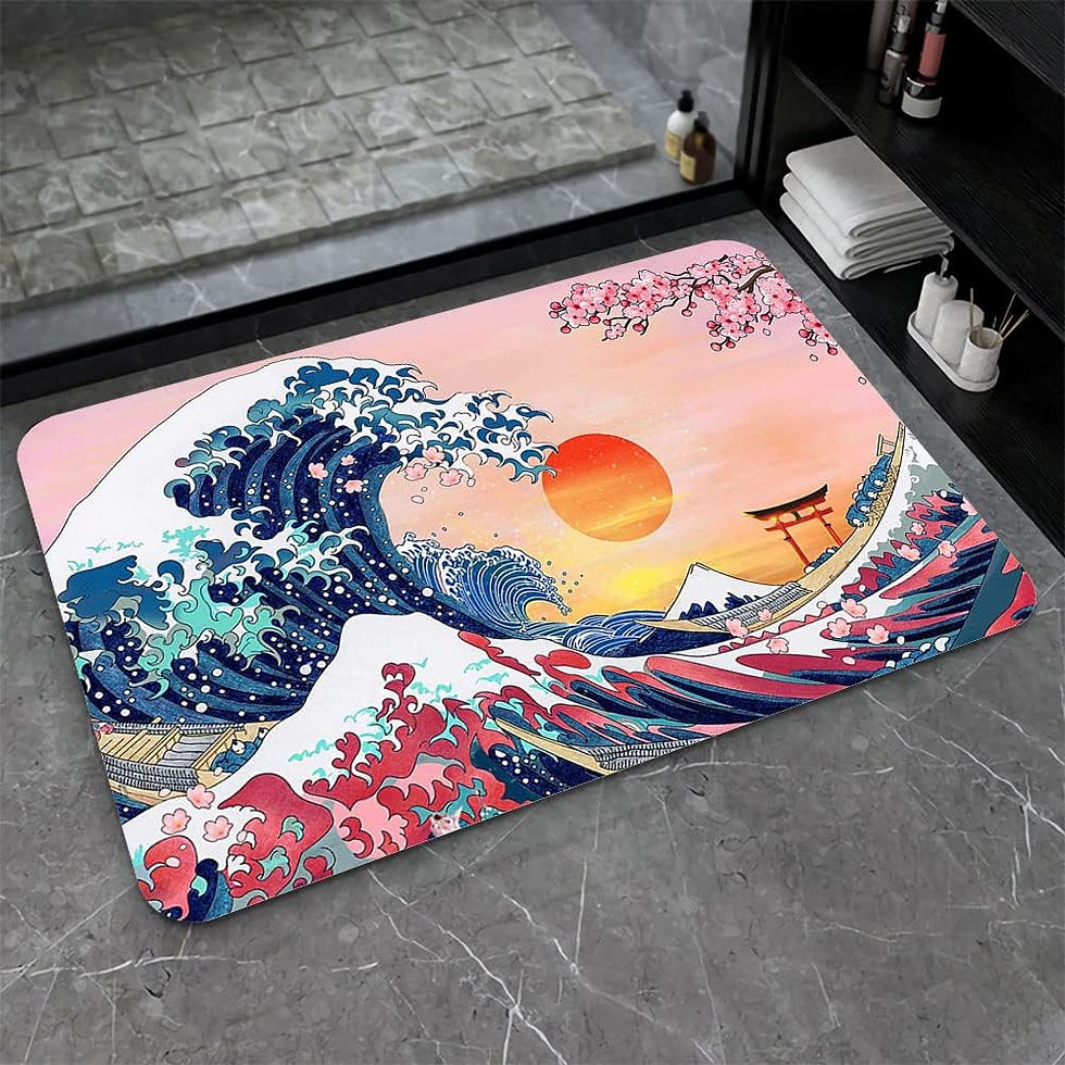 Thumbnail: Diatomaceous Earth Bath Mat,Black Grey Gold Marble Texture Non-Slip Volume Supe