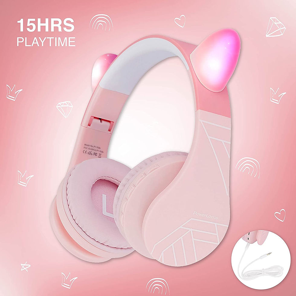 Thumbnail: PowerLocus Bluetooth Headphones for Kids, Wireless Foldable Headphones Over Ear