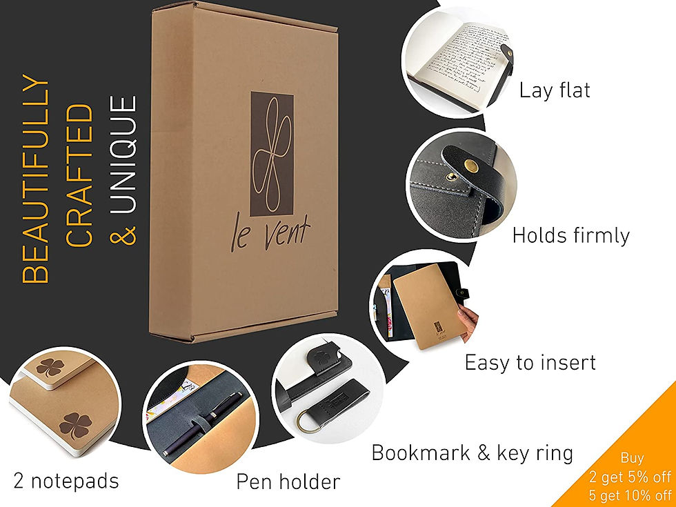 Thumbnail: le vent Refillable Leather Journal for Men and Women – 2 Bound Notebooks Line