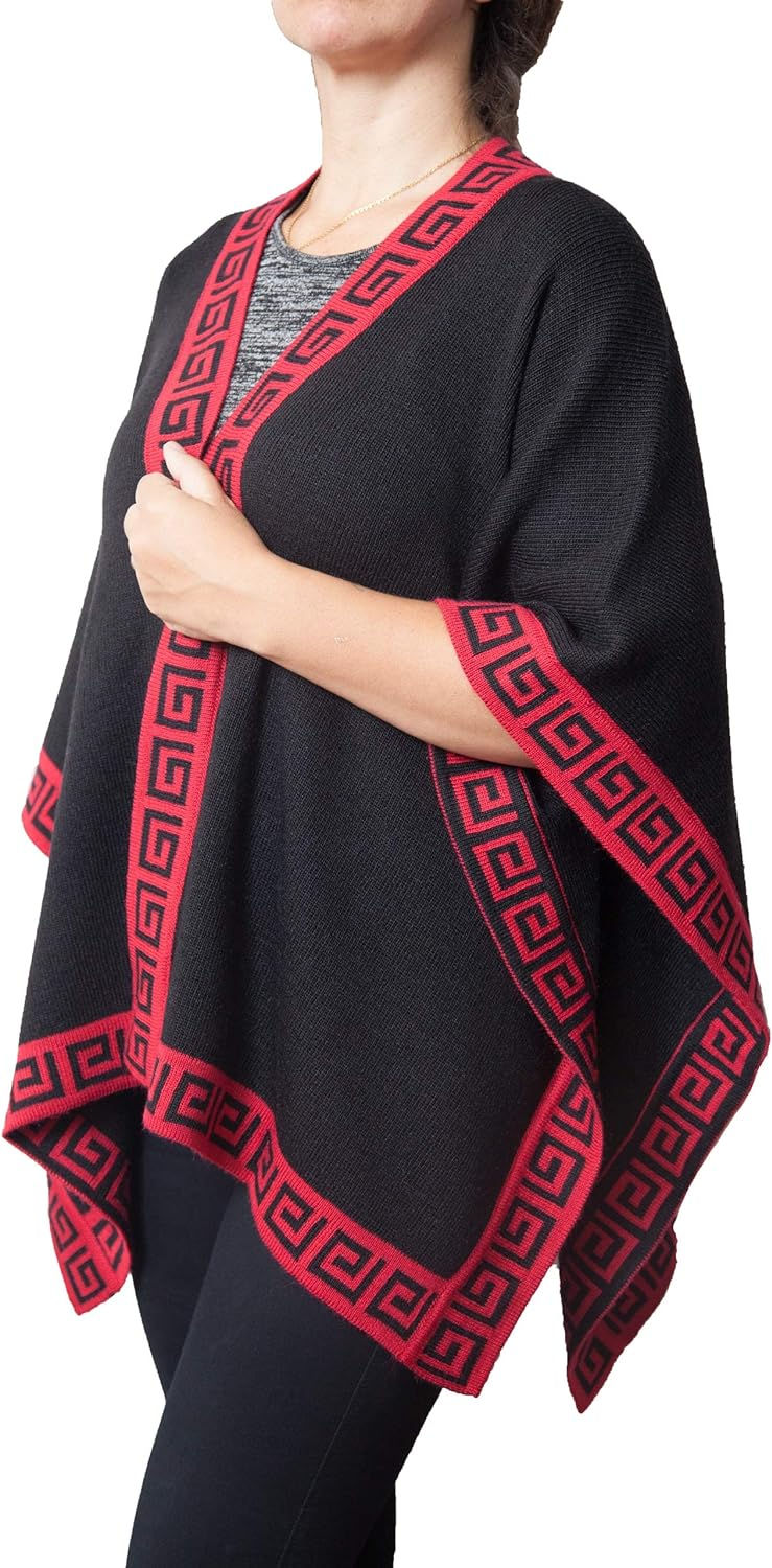 Thumbnail: TINKUY PERU Women’s Alpaca Wool Geometric Ruana Shawl Wrap