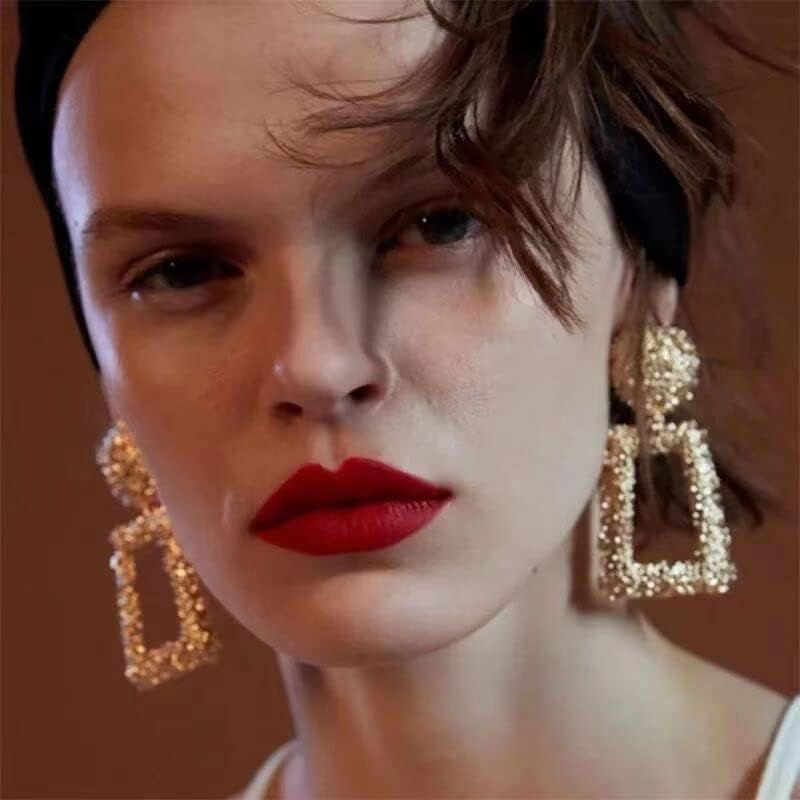 Thumbnail: 12 Pairs Gold Silver Geometric Earrings Exaggerated Statement Earrings Punk Sty