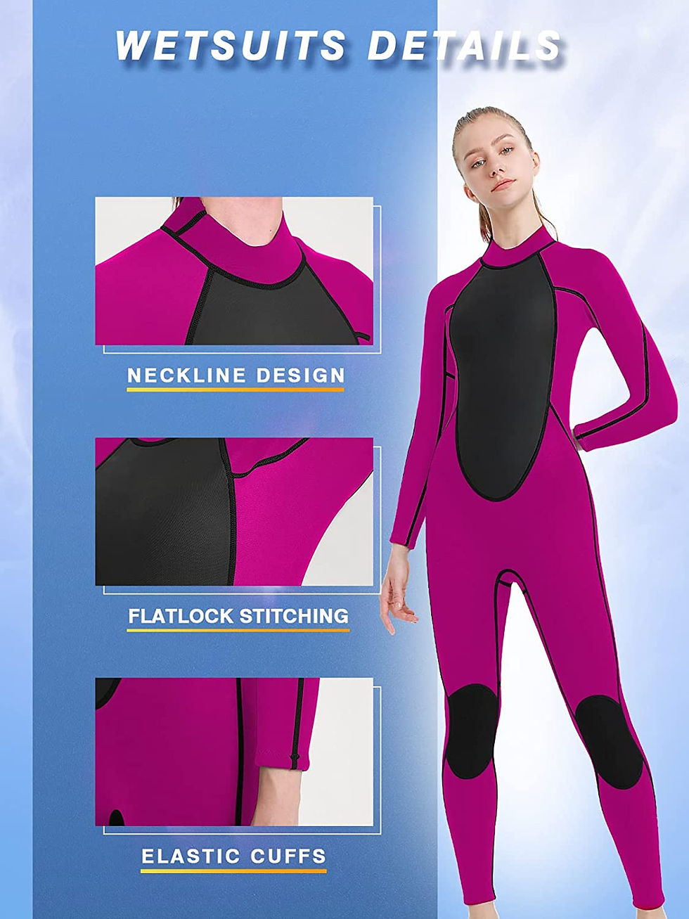 Thumbnail: REALON Wetsuit Men 5/4mm Neoprene Full Body Thermal Scuba Diving Suits, 3/2mm W