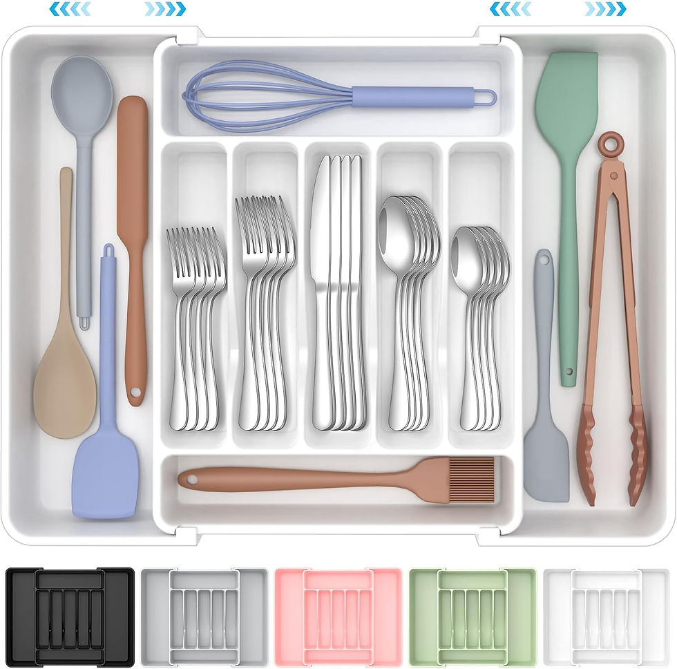 Thumbnail: ukeetap Extra Large Expandable Silverware Organizer, BPA-Free Food-Safe Cutlery