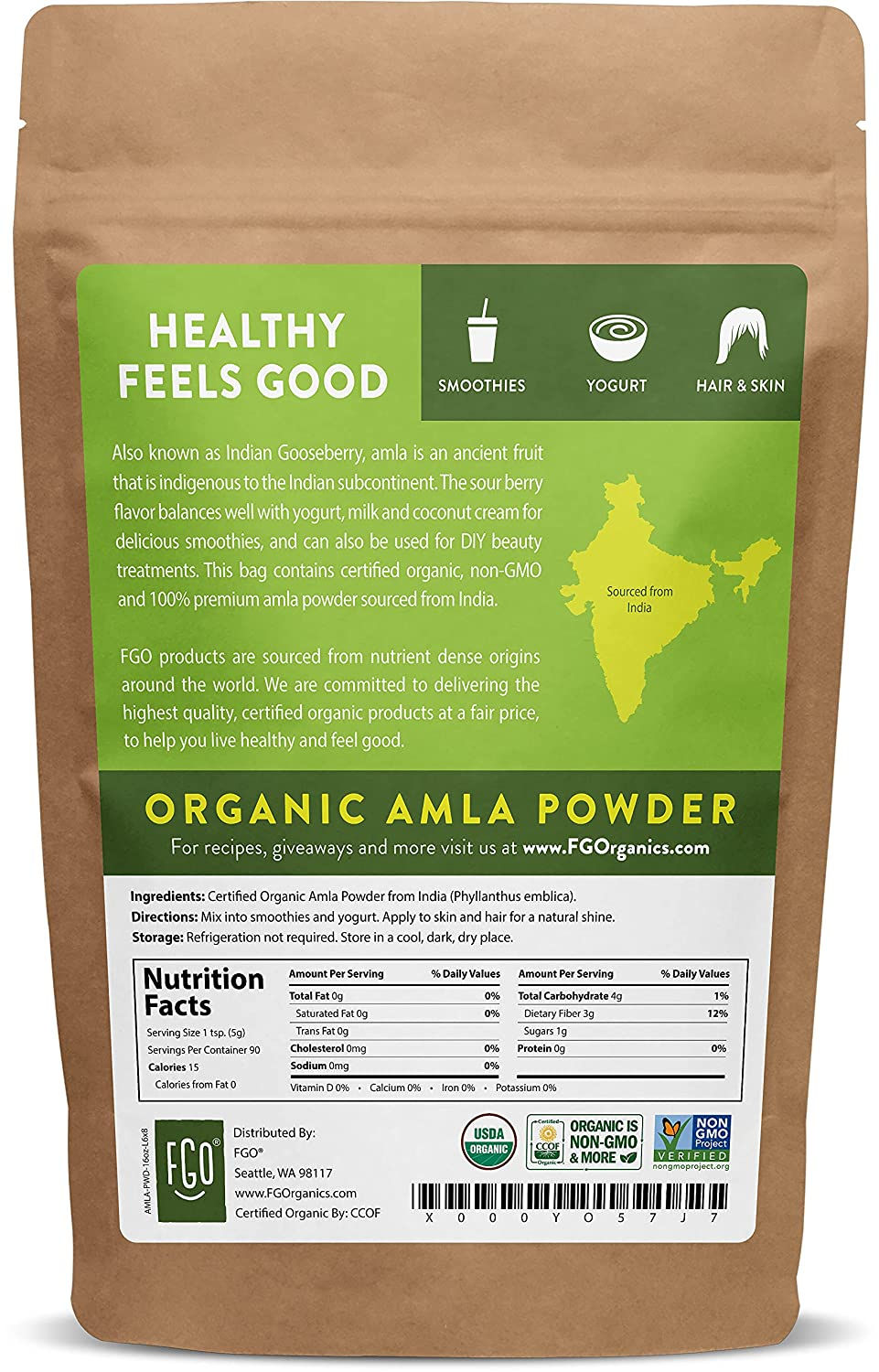 Thumbnail: Organic Amla Powder (Amalaki) | 16oz Resealable Kraft Bag (1lb) | 100% Raw From