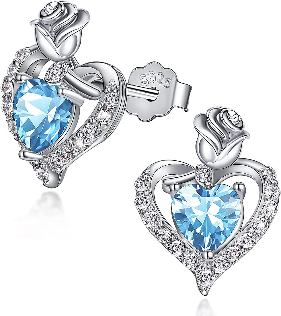 Thumbnail: SIMPLGIRL Birthstone Earrings for Women Girls 925 Sterling Silver Birthstone He
