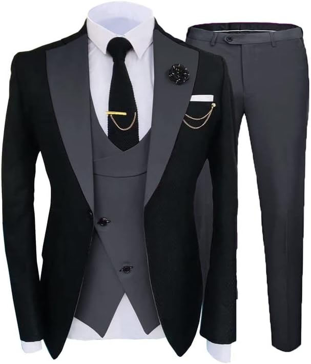 Thumbnail: 2023 Fashion Slim Fit Prom Suits for Men 3 Piece Elegant Groom Tuxedos for Wedd