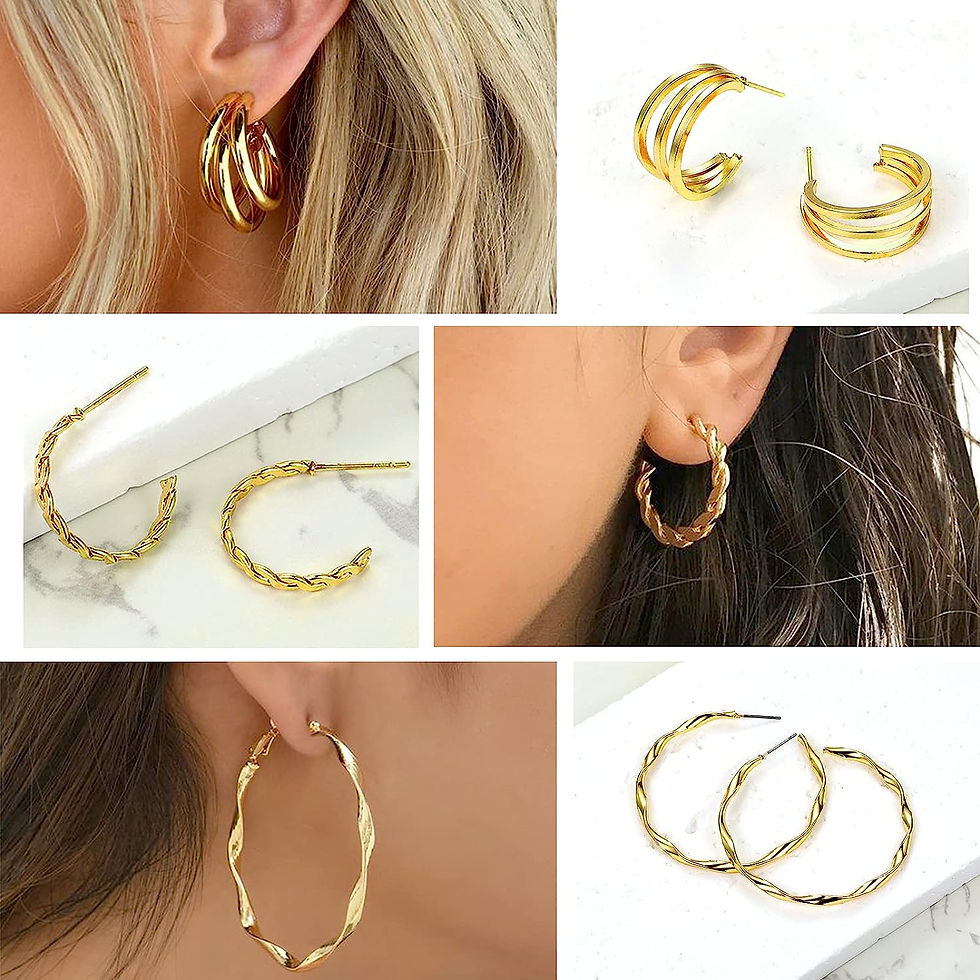 Thumbnail: 36 Pairs Gold Hoop Earrings Set for Women Girls Multipack, Hypoallergenic Chunk