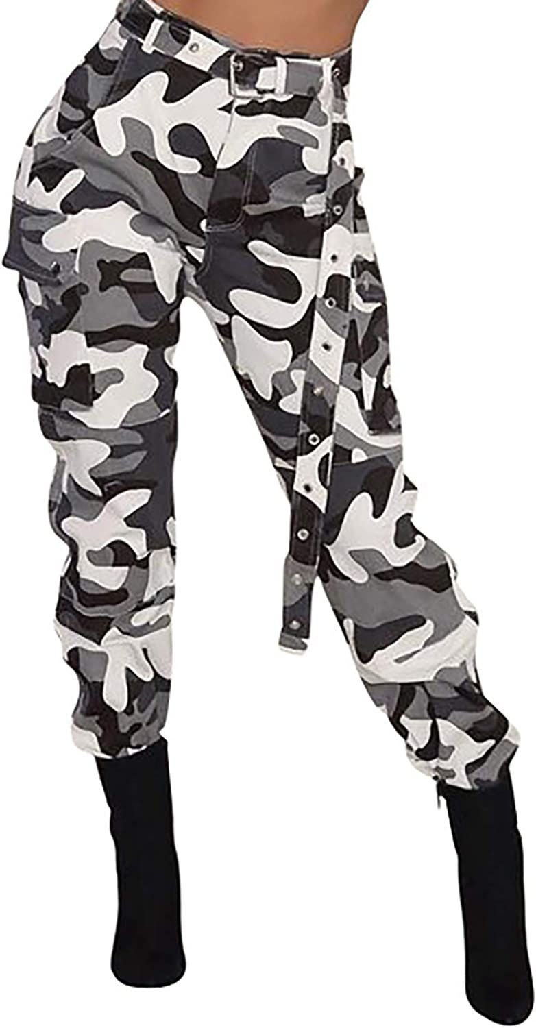 Thumbnail: Vakkest Women's Cargo Camo Pants High Waist Slim Fit Trousers Camouflage Active