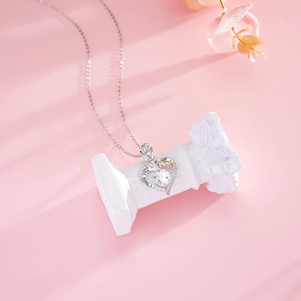 Thumbnail: LANE WOODS Mom Mother Daughter Necklace Women: 10mls Real White Gold Plated 925
