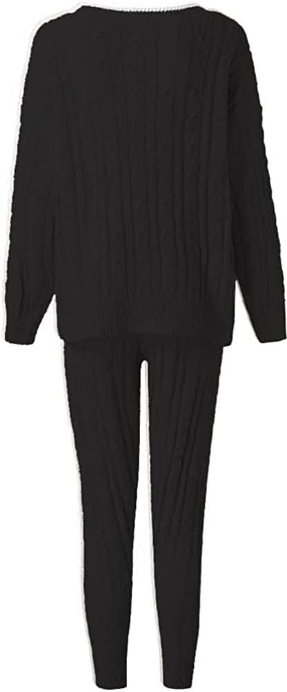 Thumbnail: Women's Fall Rib-Knit 2 Piece Outfits Sweater Set Crew Neck Pullover Top + Long