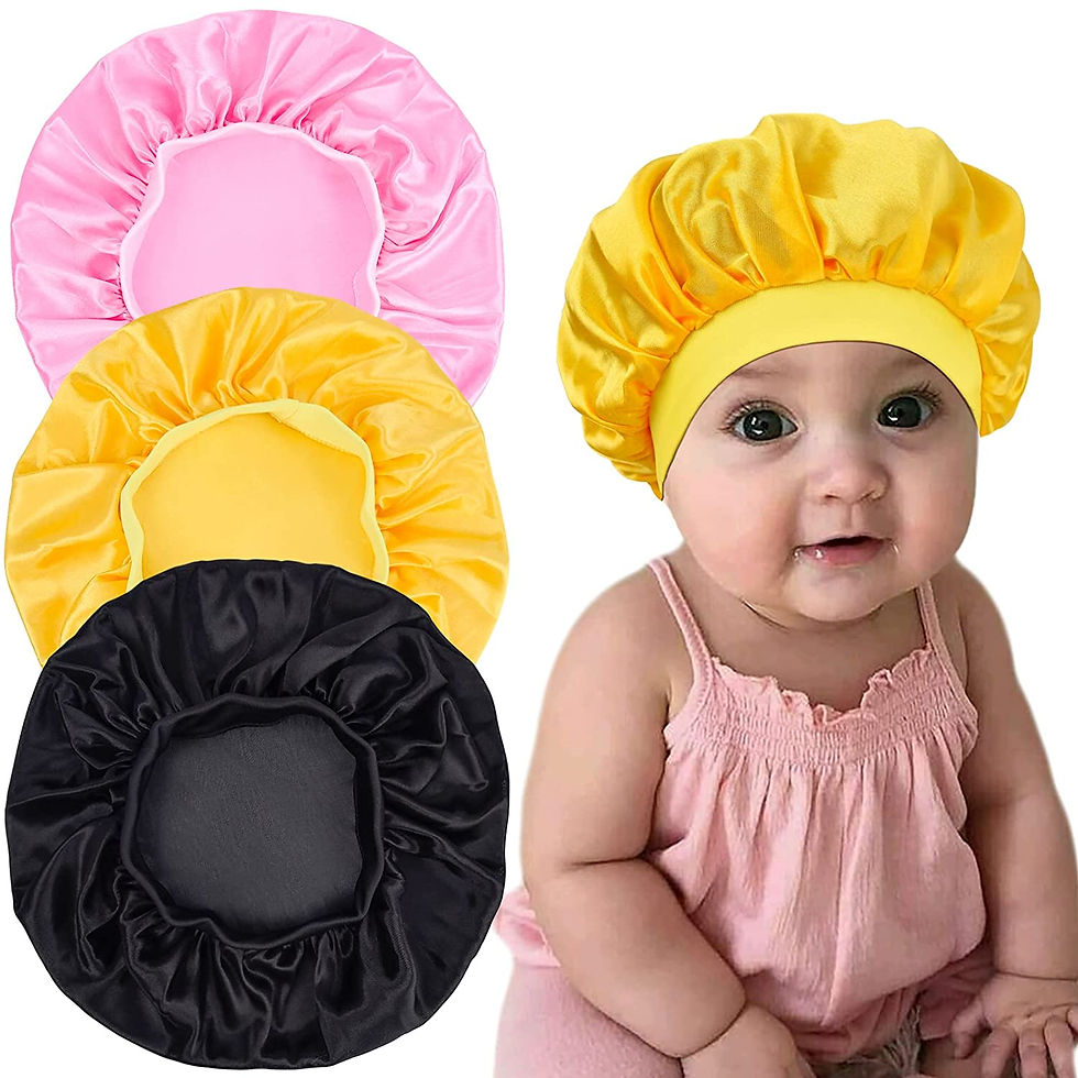 Thumbnail: 3 Pieces Kids Unicorn Satin Bonnet Wide Elastic Band Sleeping Cap Soft Silk Dou