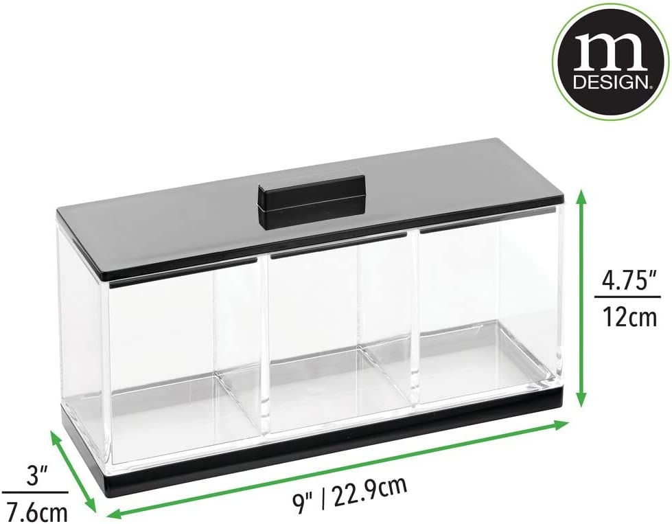 Thumbnail: mDesign Cosmetic Divided Organizer Storage Canister Box with 3 Sections and Lid