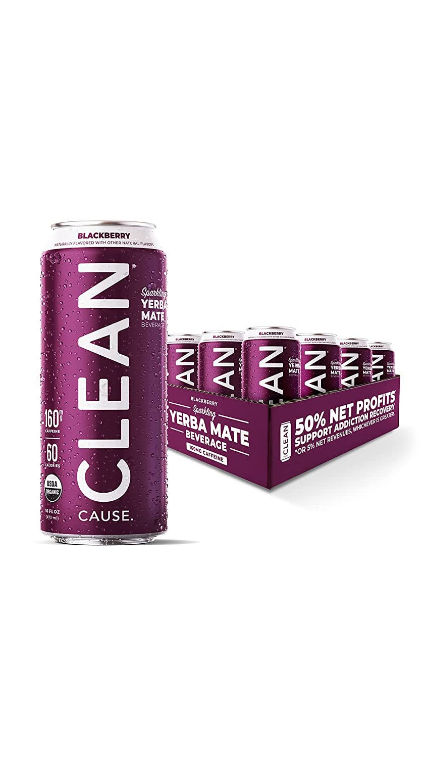 Thumbnail: CLEAN Cause Low Calorie Blackberry USDA Organic Sparkling Yerba Mate Tea (16oz 