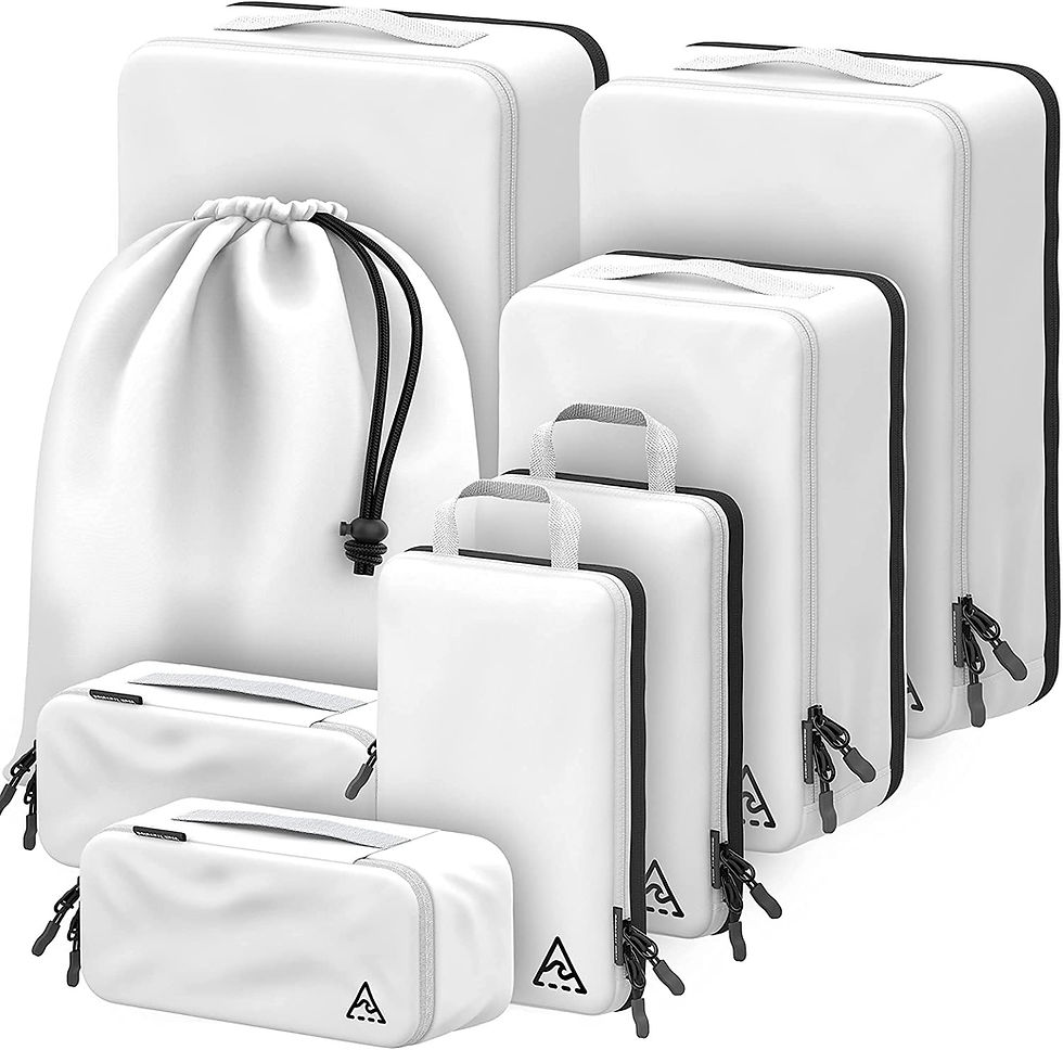 Thumbnail: 8 Piece Deluxe Set Compression Packing Cubes for Travel with HybridMax Double C