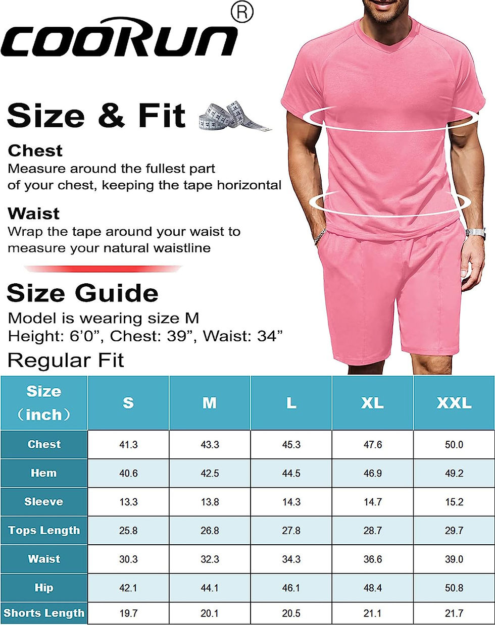 Thumbnail: COOrun Men's Short Sleeve Shirt and Shorts Set 2 Piece Summer Outfits Fashion T