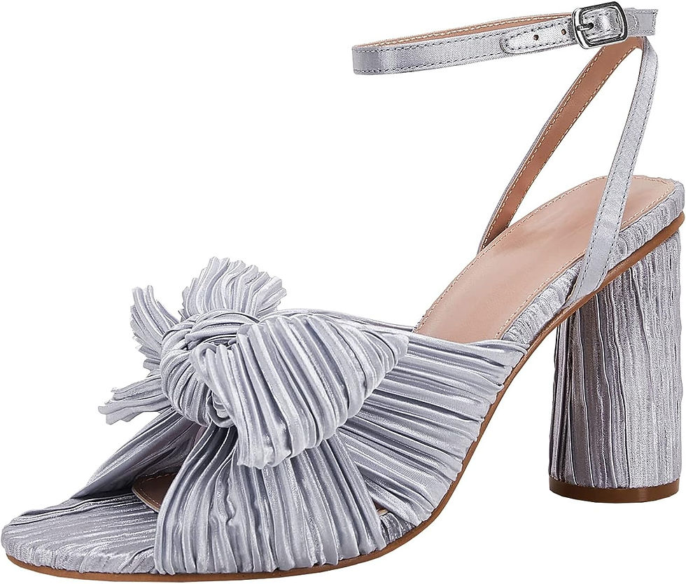 Thumbnail: VETASTE Women's Bow Knot Heeled Sandals Bridal Wedding Open Toe Ankle Strap Chu