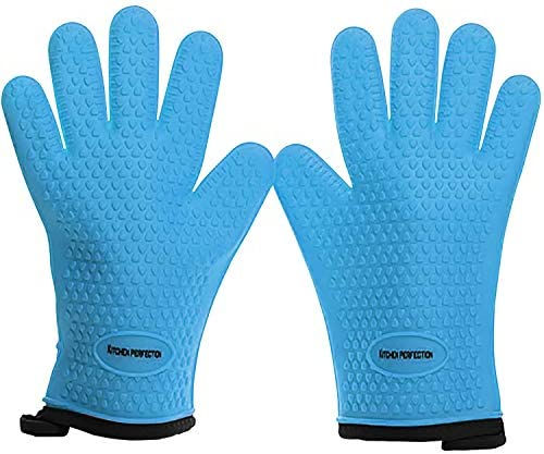 Thumbnail: KITCHEN PERFECTION Silicone Smoker Oven Gloves -Extreme Heat Resistant BBQ Glov