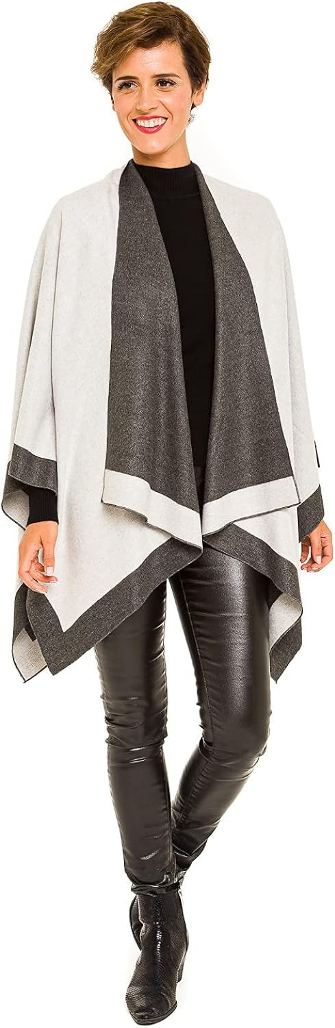 Thumbnail: MELIFLUOS DESIGNED IN SPAIN Women's Shawl Wrap Poncho Ruana Cape Cardigan Sweat