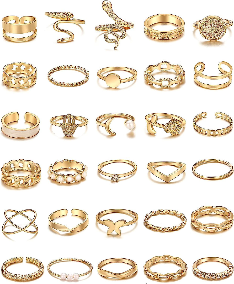 Thumbnail: iF YOU 30 Pcs Vintage Gold Knuckle Rings Set, Boho Butterfly Snake Stackable Fi