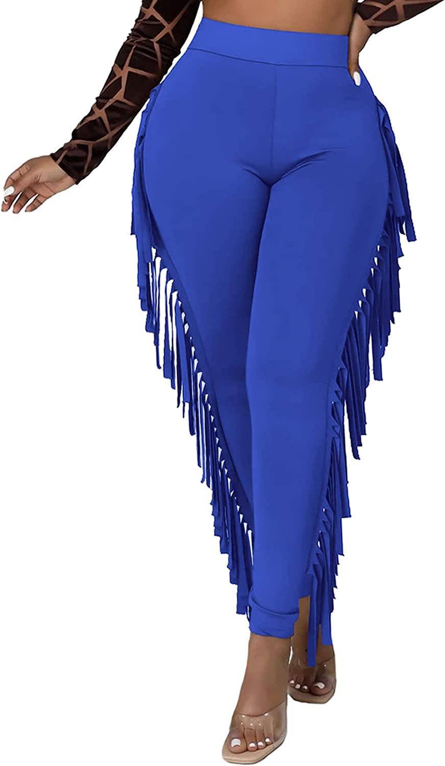 Thumbnail: SEAUR Women’s Casual High Waist Fringed Pants Tassel Trouser Straight Bodycon
