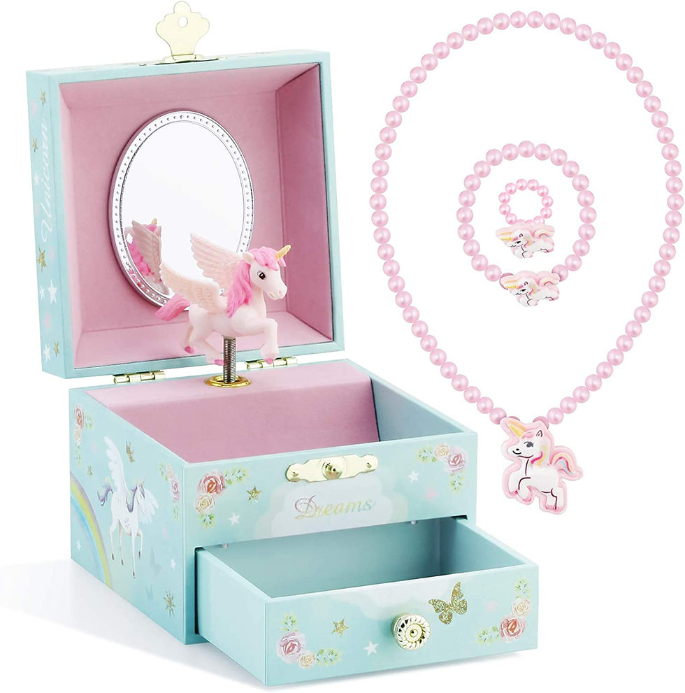 Thumbnail: RR ROUND RICH DESIGN Kids Musical Jewelry Box for Girls with Drawer and Jewelry