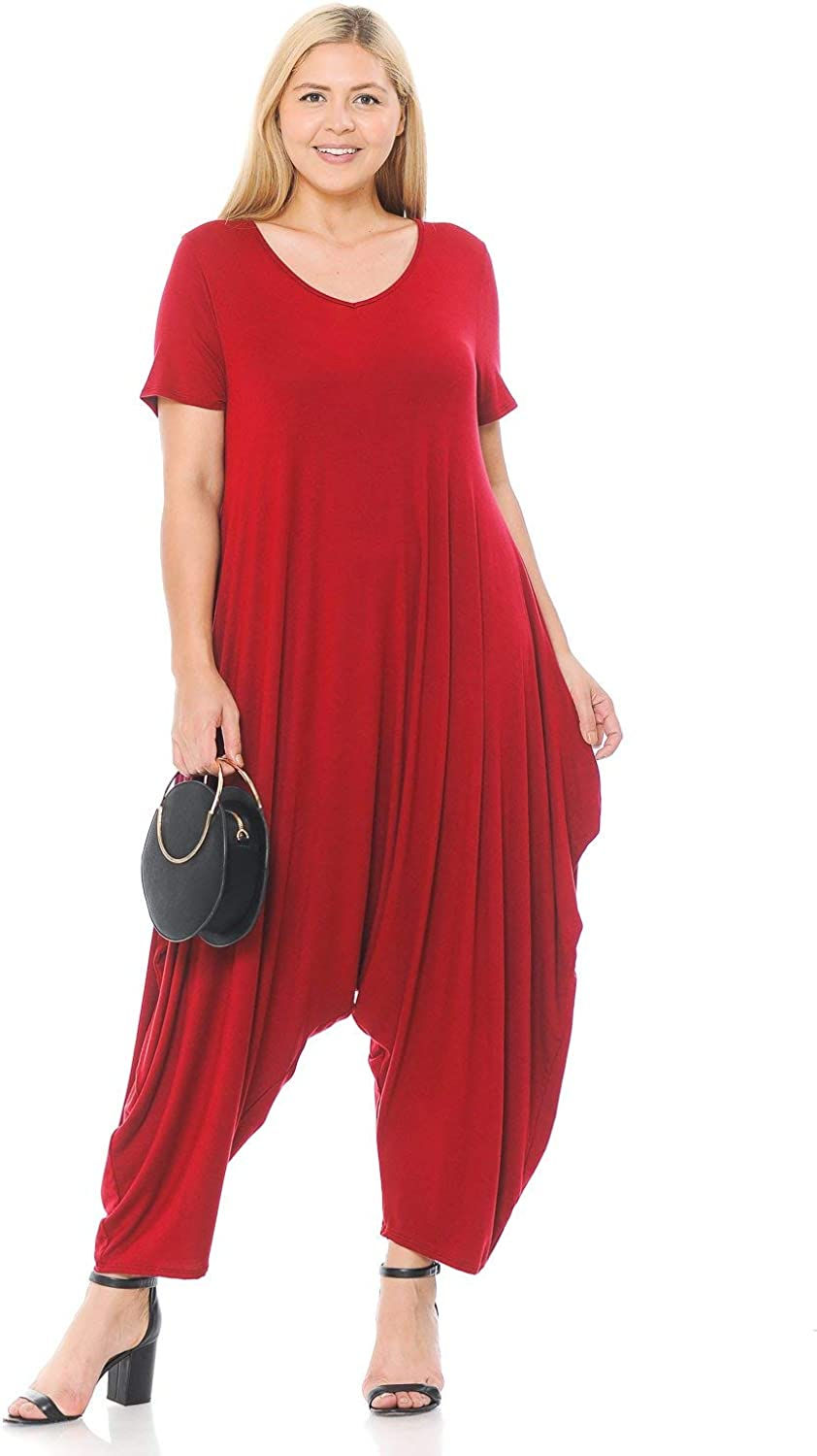 Thumbnail: Pastel by Vivienne Women's Short Sleeve Harem Jumpsuit Plus Size