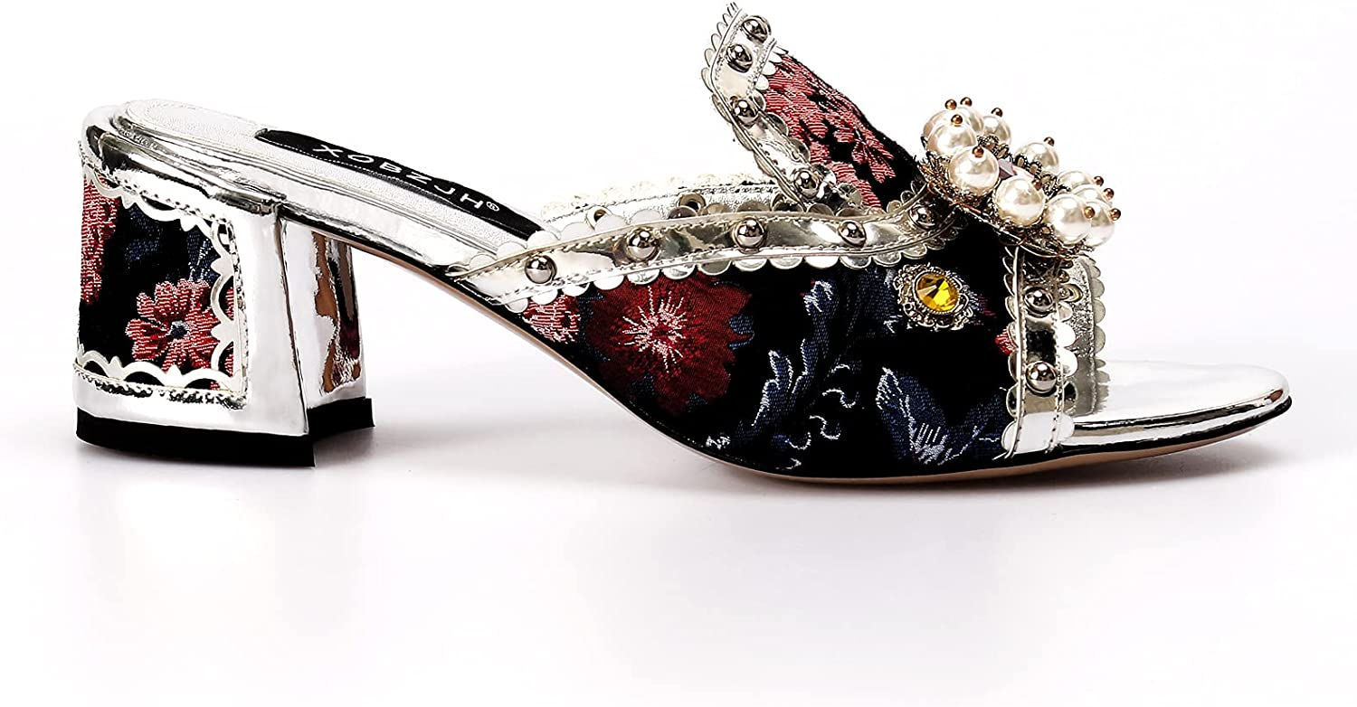 XOBZJH Women Evening Dress Sandals Shoes Designer Luxury Block Heel Wedding Par