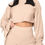 Thumbnail: Solid Color Two Piece Outfits for Women, Ribbed Long Sleeve Crop Top and Bodyco