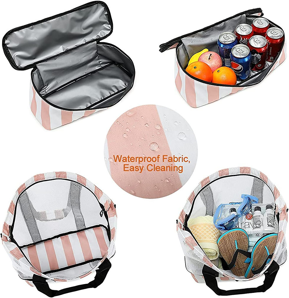 Thumbnail: Bluboon Mesh Beach Tote Bag with Cooler Insulated Detachable Pool Bags for Women