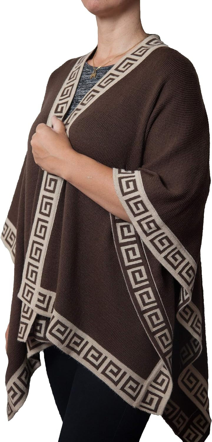 Thumbnail: TINKUY PERU Women’s Alpaca Wool Geometric Ruana Shawl Wrap