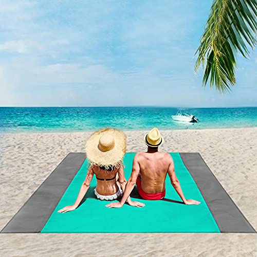 Thumbnail: ISOPHO Beach Blanket, 79''×83'' Picnic Blankets Waterproof Sandproof for 4-7 A