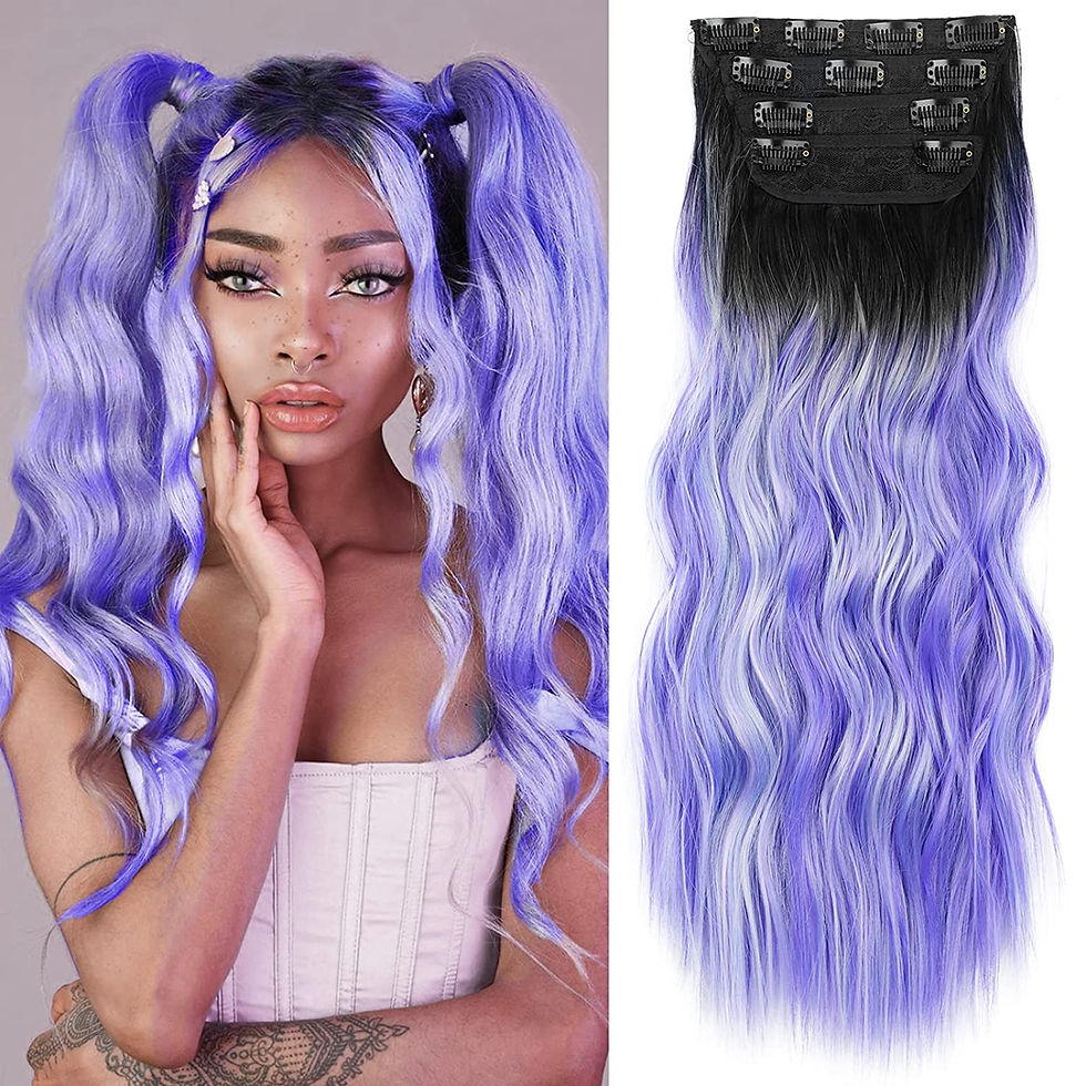 Thumbnail: KooKaStyle Clip in Long Wavy Synthetic Hair Extension 20 Inch 4PCS Balayage Dar