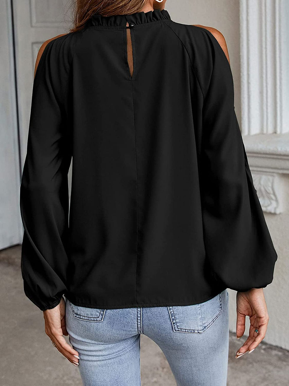 Thumbnail: CCTOO Womens Tops Dressy Casual Cold Shoulder Ruffle Collar Blouses Fall Fashio