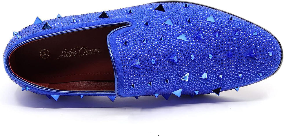 Thumbnail: Men's Vintage Spike Rhinestone Designer Classic Smoking Dress Tuxedo Loafers Sl