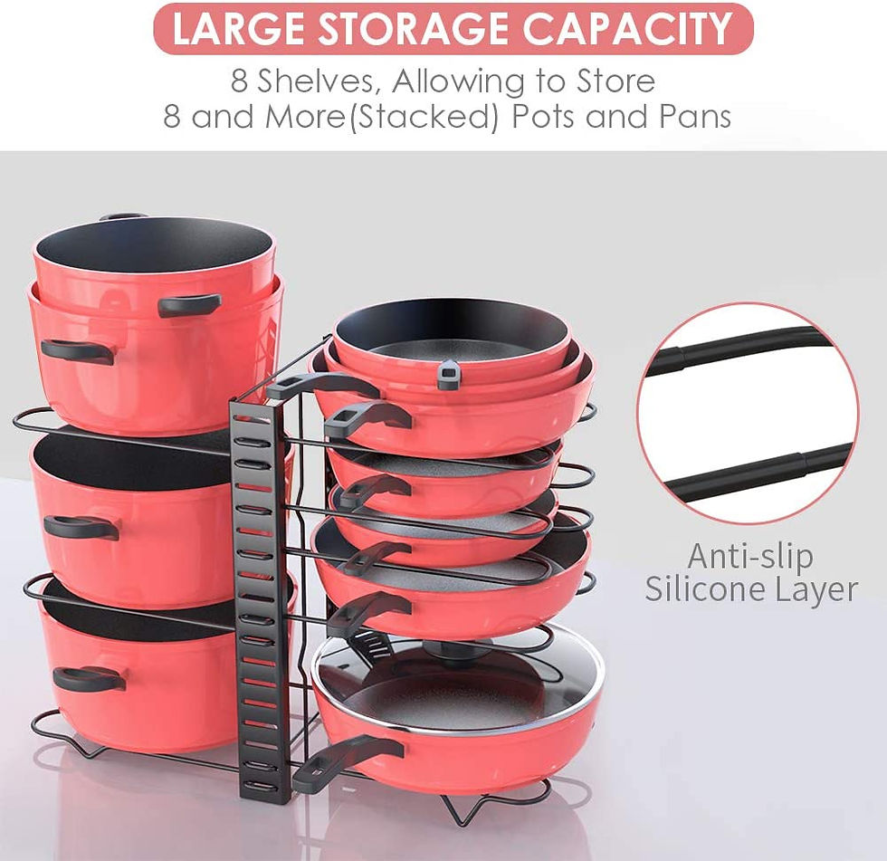 Thumbnail: MUDEELA Pots and Pans Organizer for Cabinet 8-Tier Pan Organizer Rack for Cabin