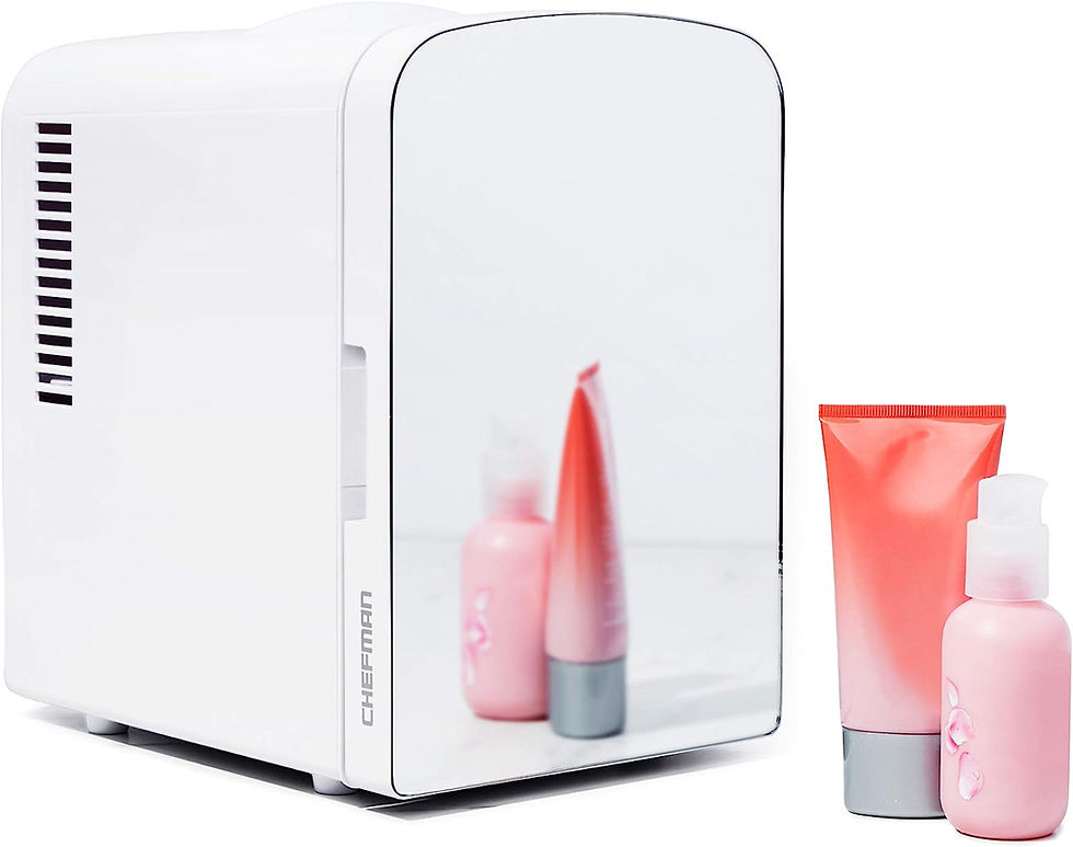Thumbnail: Chefman Portable Mirrored Personal Fridge, 4 Liter Mini Refrigerator, Skin Care