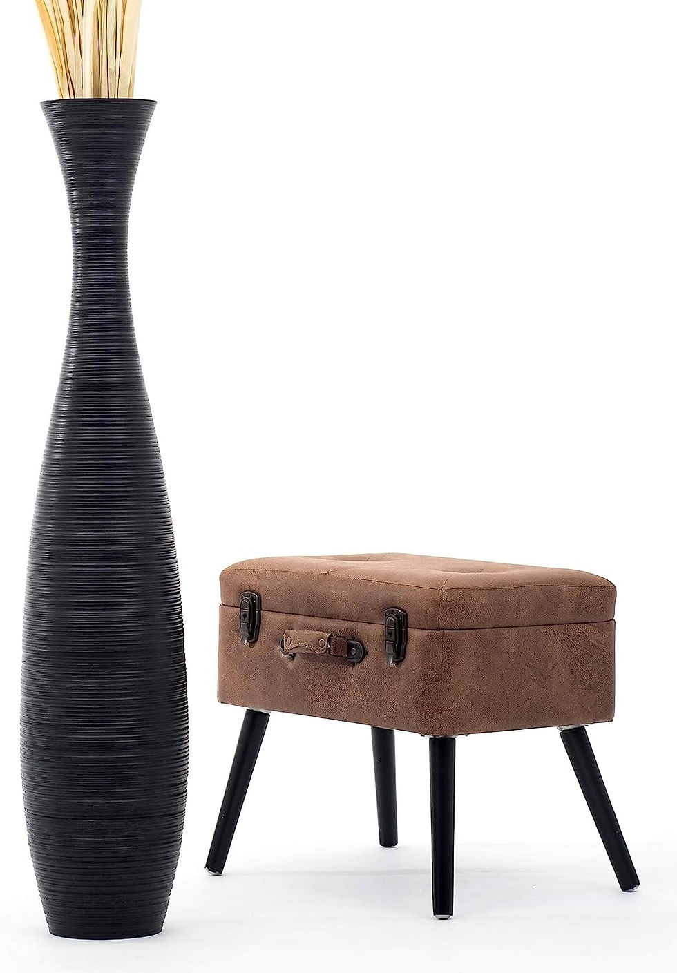 Thumbnail: LEEWADEE Large Floor Vase – Handmade Flower Holder Made of Wood, Sophisticate