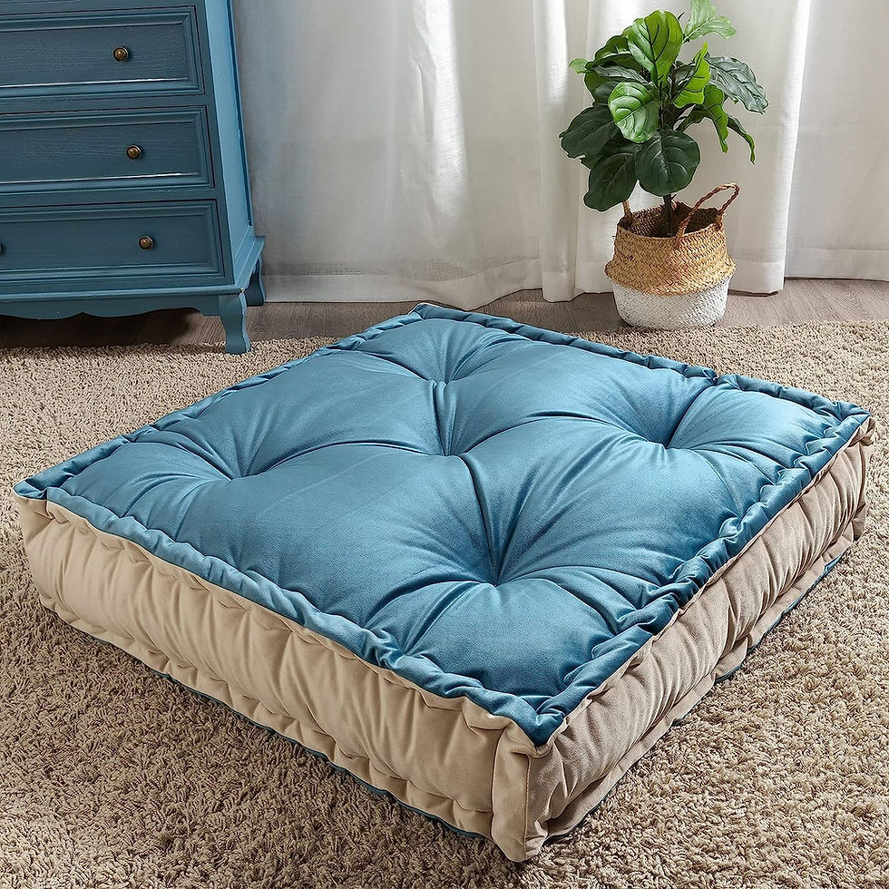 Thumbnail: HIGOGOGO Extra Large Floor Pillow, Square Tufted Floor Cushion with Frilled Edg