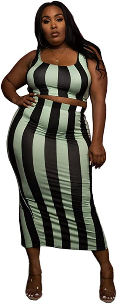 Thumbnail: MRSFITOK Plus Size Women 2 Piece Outfits Sets Sexy Tracksuit Midi Dress,Sleevel