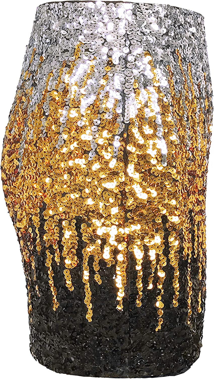 Thumbnail: MANER Women's Sequin Skirt Sparkle Stretchy Bodycon Mini Skirts Night Out Party