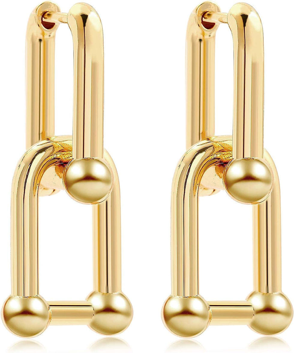 Thumbnail: Sloong 3paris 14k Gold Plated Ball U Shape Pin Y2K Style Chunky Earring Link Ch