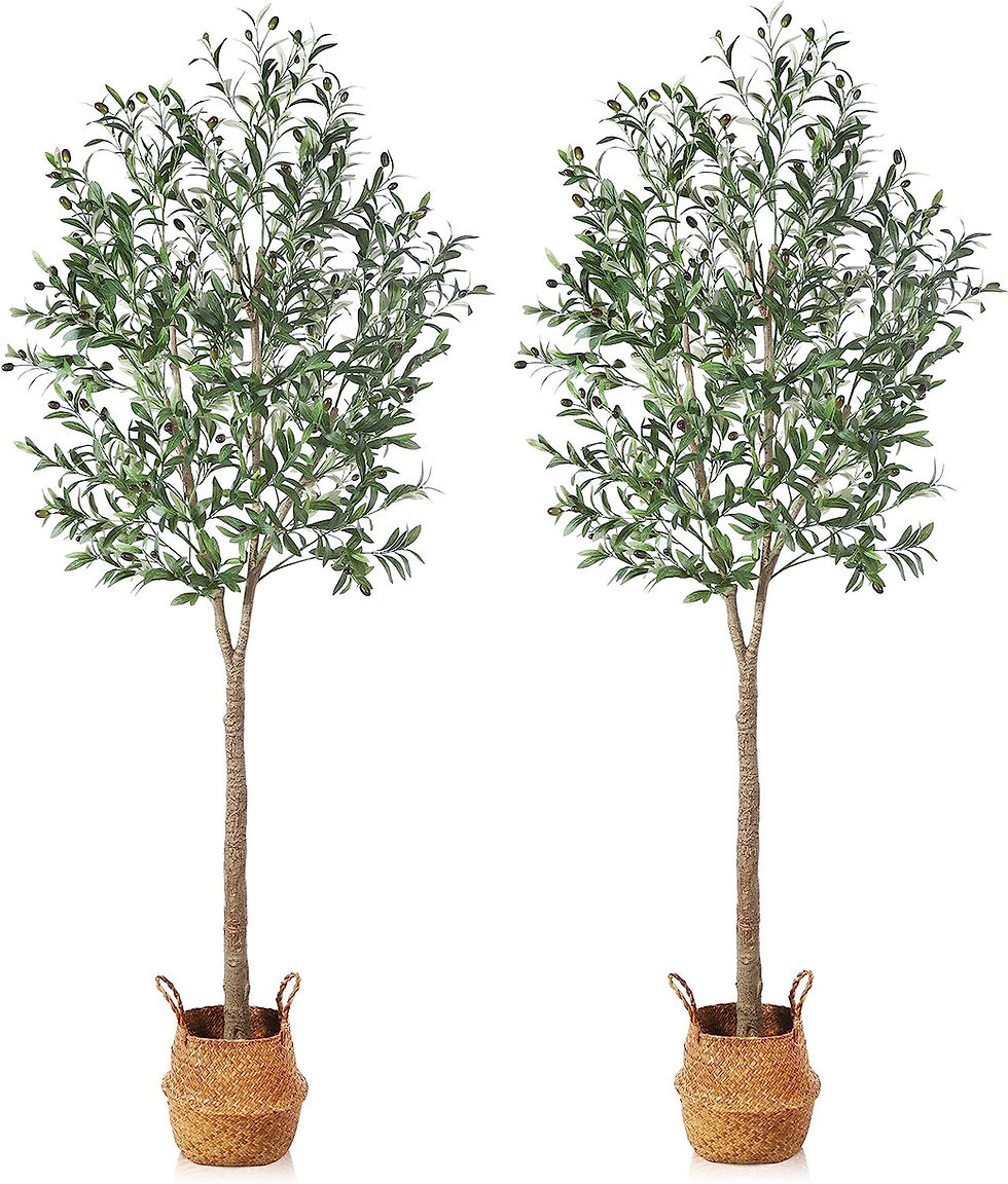 Thumbnail: Ferrgoal Artificial Olive Trees 6Ft Fake Olive plant with Basket Faux Plants In