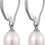 Thumbnail: Han han 18K White Gold Plated Pearl Earrings for Women, 925 Sterling Silver Pea