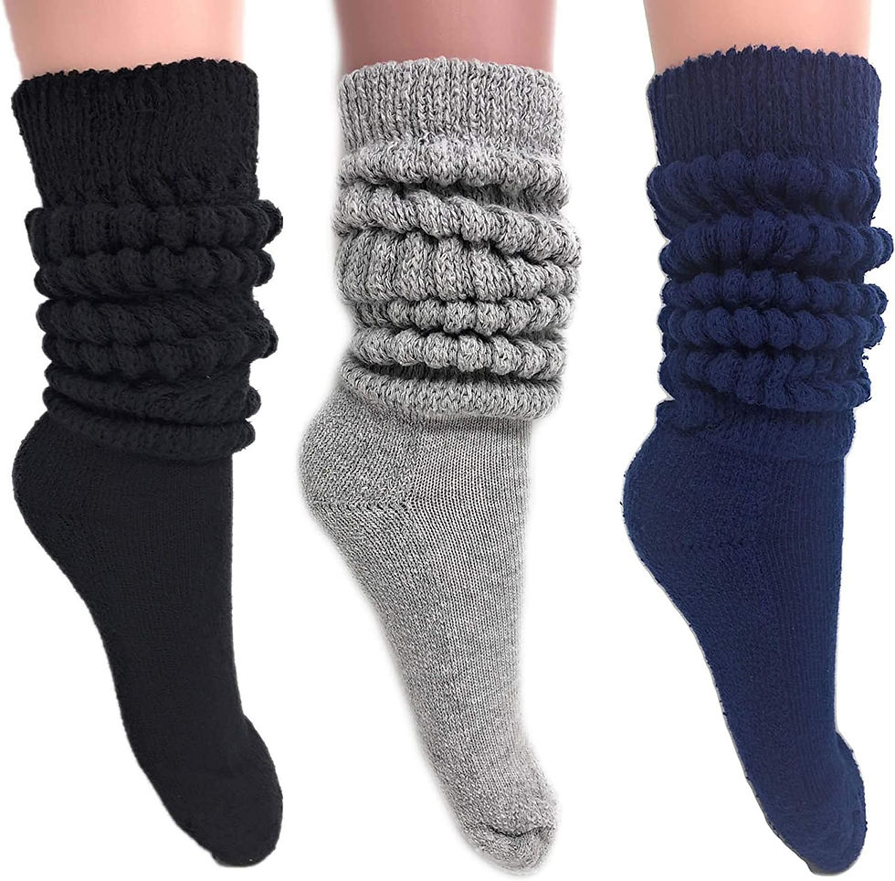 Thumbnail: AWS/American Made Women's Extra Long Heavy Slouch Cotton Socks Size 9 to 11