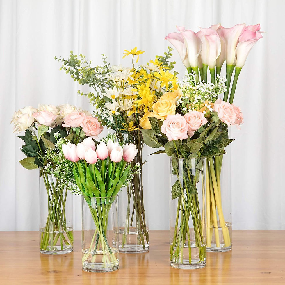 Thumbnail: WGVI Cylinder Vase, 4" W x 12" H, Floral Container, Flower Vases, Glass Candle 
