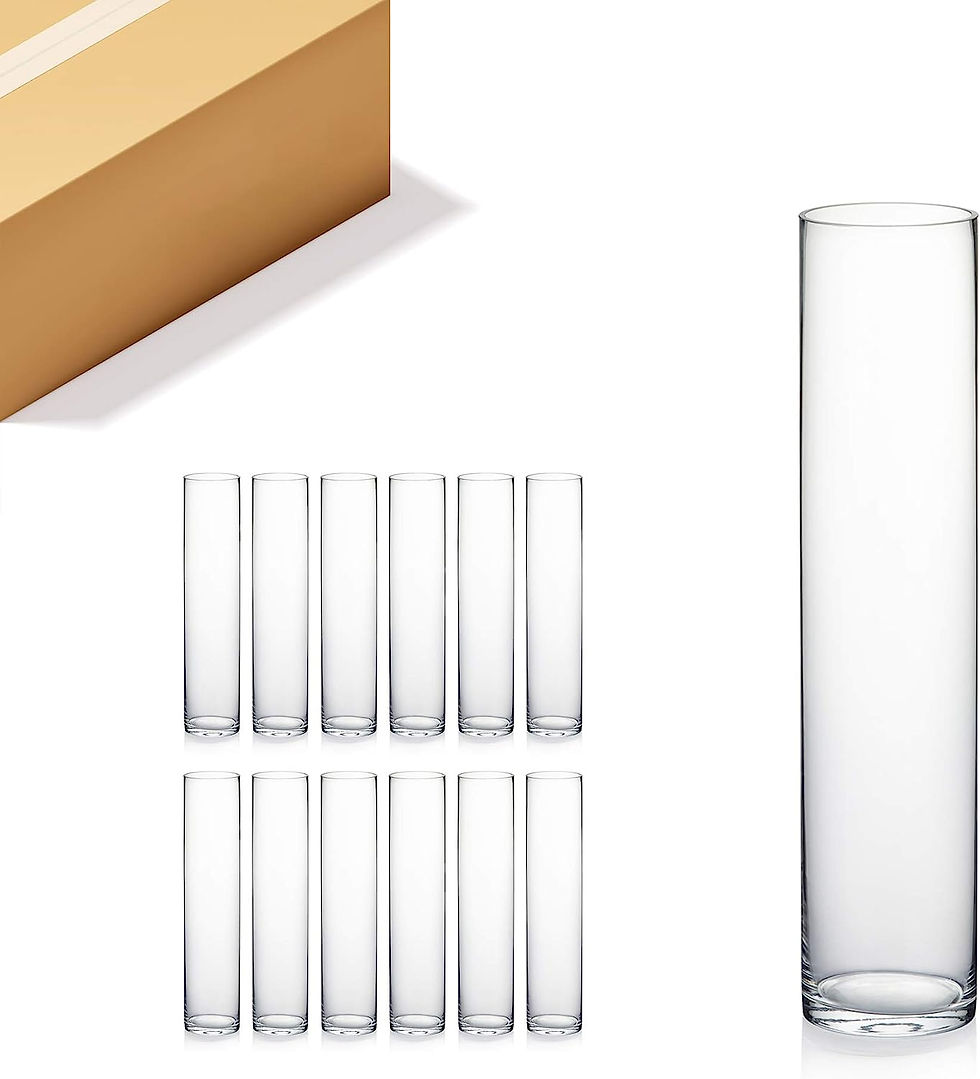 Thumbnail: WGVI Cylinder Vase, 4" W x 12" H, Floral Container, Flower Vases, Glass Candle 