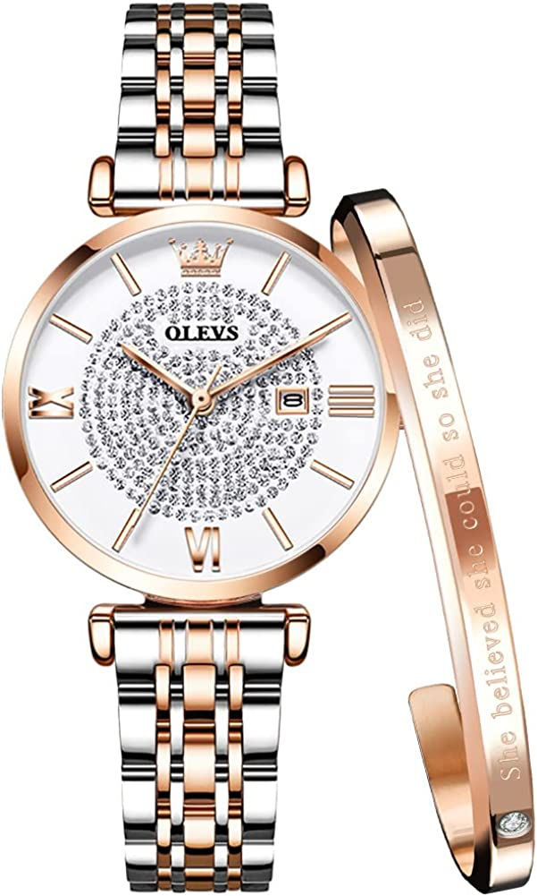 Thumbnail: OLEVS Women Watches Japanese Quartz Waterproof Wristwatch Stainless Steel Strap