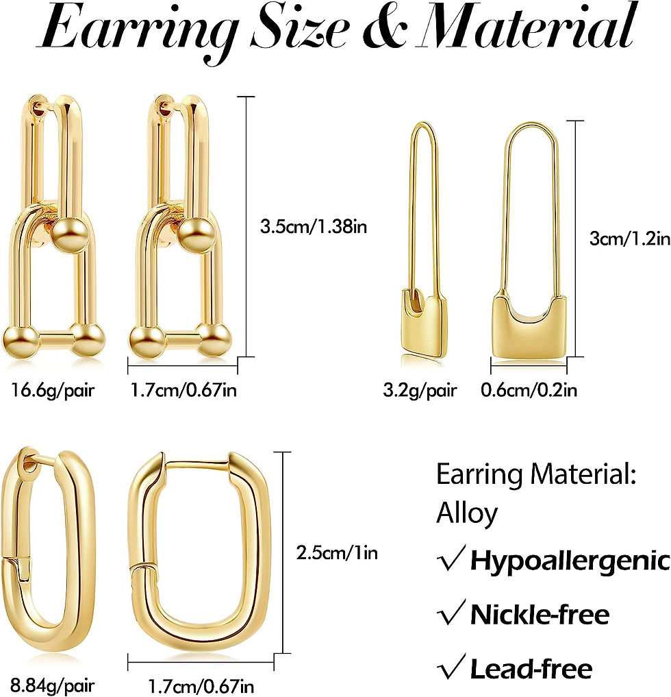 Thumbnail: Sloong 3paris 14k Gold Plated Ball U Shape Pin Y2K Style Chunky Earring Link Ch