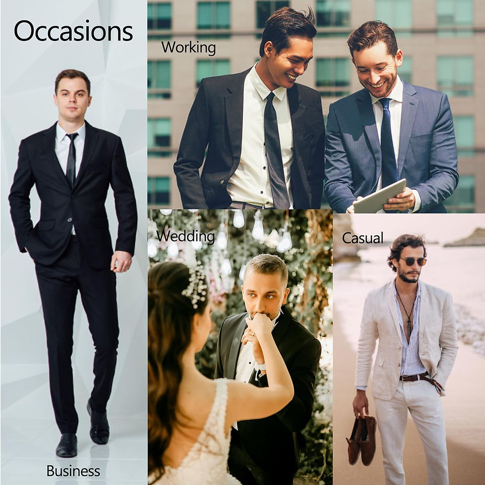 Thumbnail: Mens 3 Piece Suit Slim Fit Dress Tux Suit Solid Color Wedding Classic Tuxedo Set