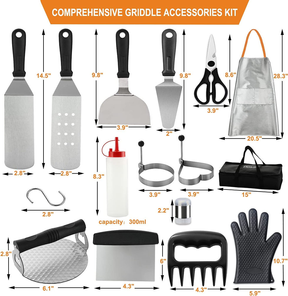 Thumbnail: grilljoy Professional Griddle Accessories Kit Set with Smash Burger Press - Ext
